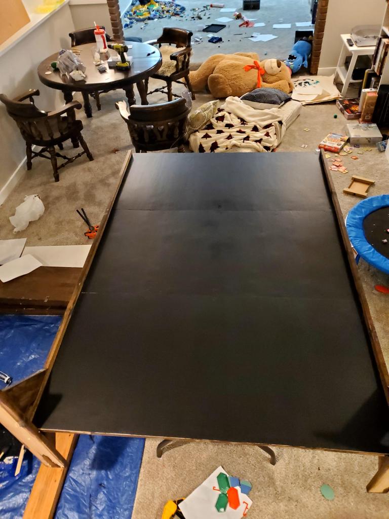 The chalkboard with its final coat of paint.